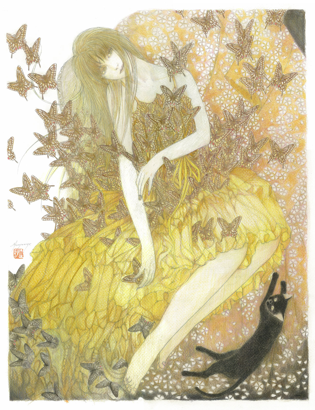 笹本 正明、【彼岸へ】、人気作品、希少画集・額装画、状態良好 美術品・アンティーク・コレクション